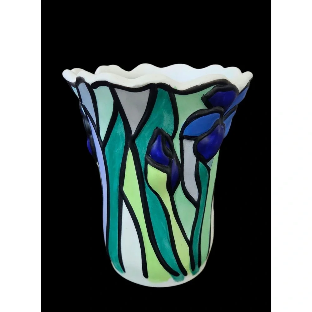 Vintage Porcelain Bisque Tealight Candle Holder‎ IRIS Hurricane Lamp Shade Cover